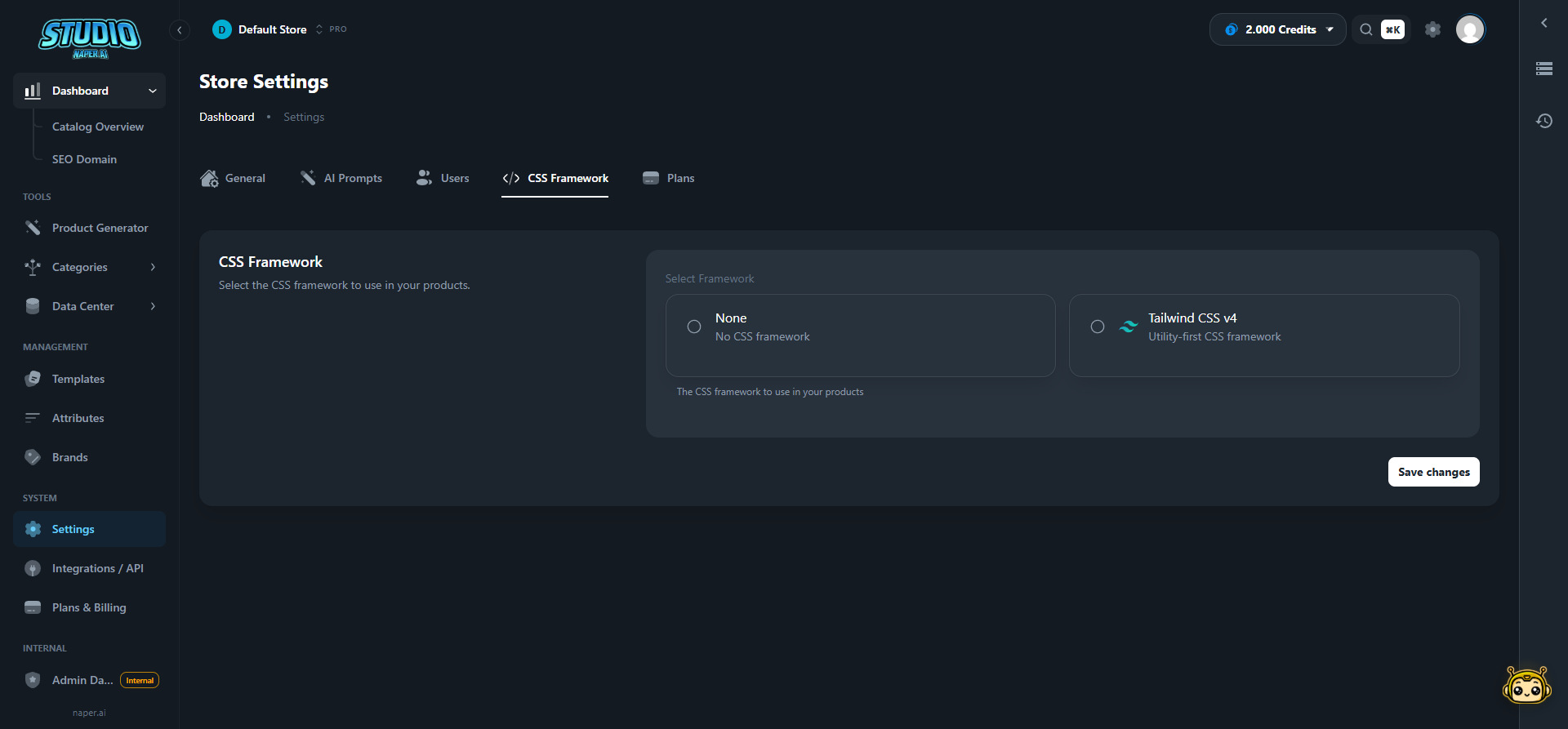 App Configuration - framework settings
