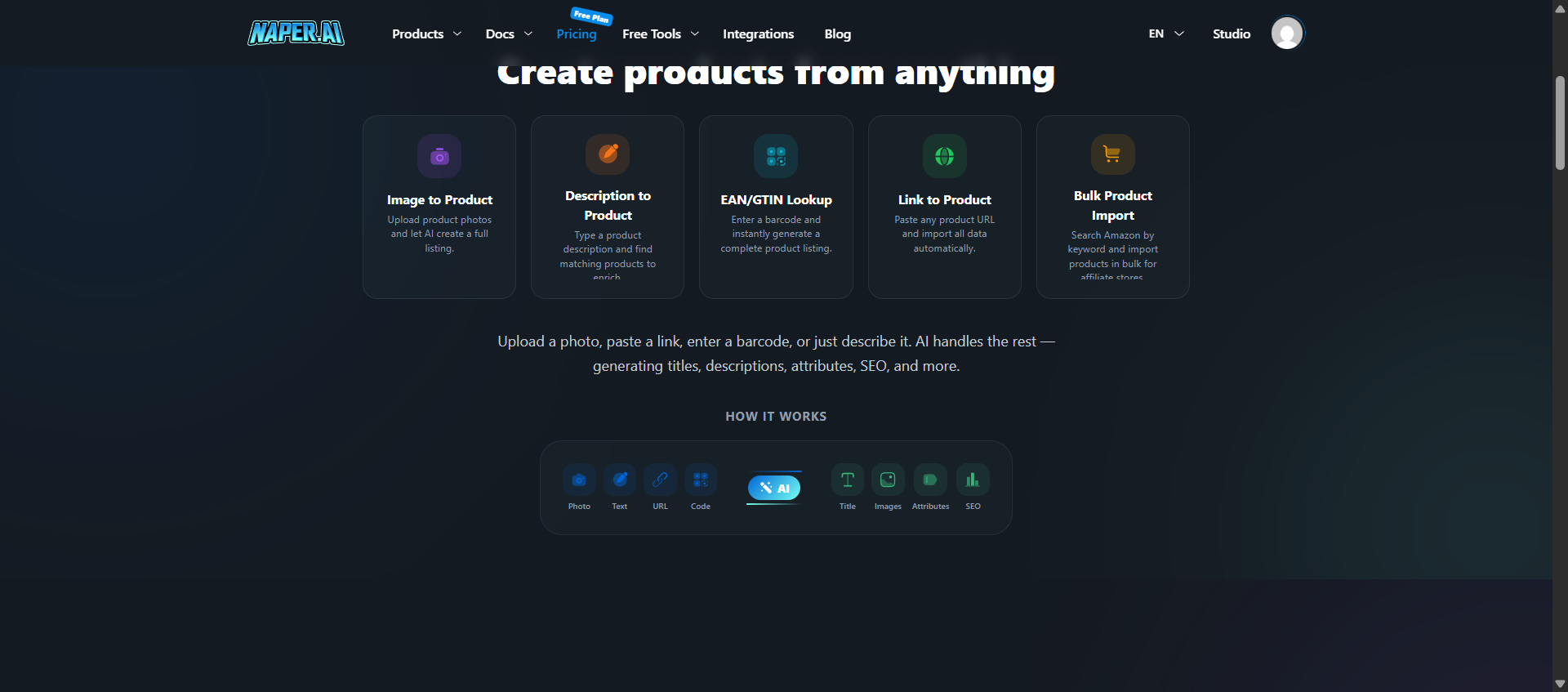Product Generator — choose your creation method