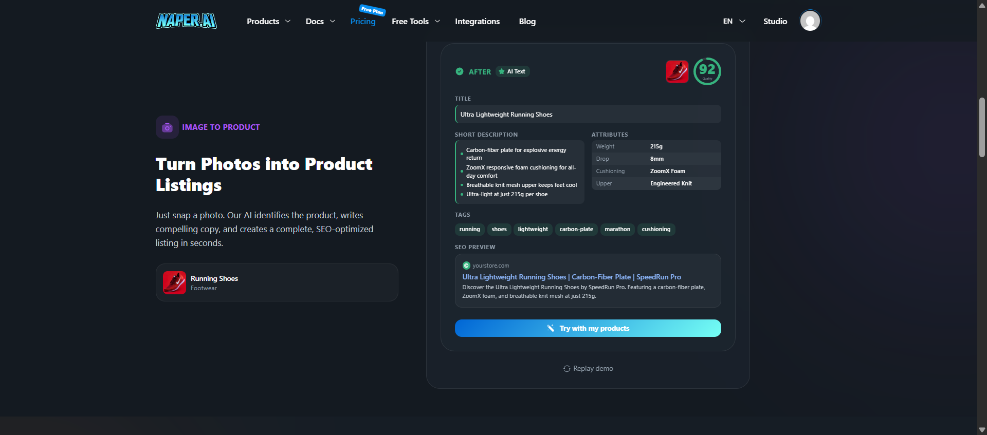 Product Generator — final enriched product with quality score